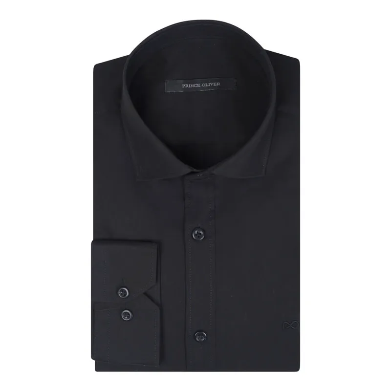 Prince Oliver Πουκάμισο Μαύρο (Modern Fit) New Arrival