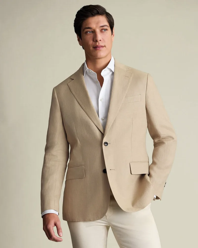Charles Tyrwhitt Ανδρικό Σακάκι Slim Fit Λινό Με Notch Πέτο