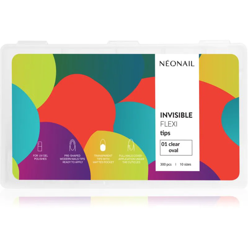 NEONAIL Flexi Tips Invisible Ψεύτικα νύχια τύπος 01 Clear Oval 300 τμχ