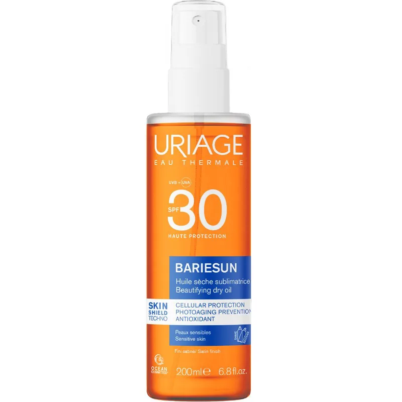 Uriage Bariesun Beautifying Spf30 Satin Finish Dry Oil Spray Αντηλιακό Ξηρό Λάδι Προσώπου, Σώματος & Μαλλιών Υψηλής Προστασίας Κατάλληλο για Ευαίσθητες Επιδερμίδες 200ml