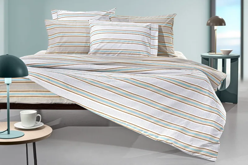 Σετ Σεντόνια King Size με Λάστιχο 4 Τεμαχίων Guy Laroche Pinstripe Natural 170x200+32