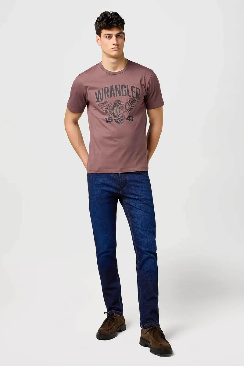 Wrangler® ανδρικό τζιν παντελόνι πεντάτσεπο Straight Fit "Greensboro" - 112370720 Denim Blue Σκούρο