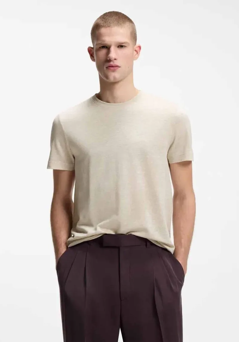 BOSS Κοντομάνικη T-shirt Thompson 102 - 50555163 286 Open Μπεζ