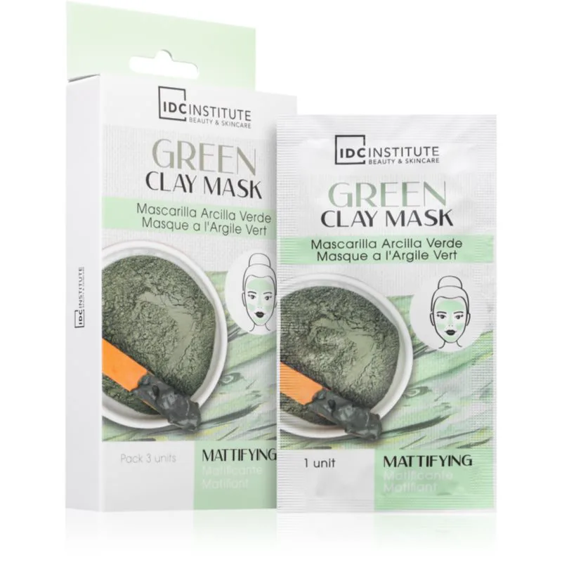 IDC Institute Green Clay Mask καθαριστική ματ μάσκα με βούτυρο καριτέ 3x8 γρ