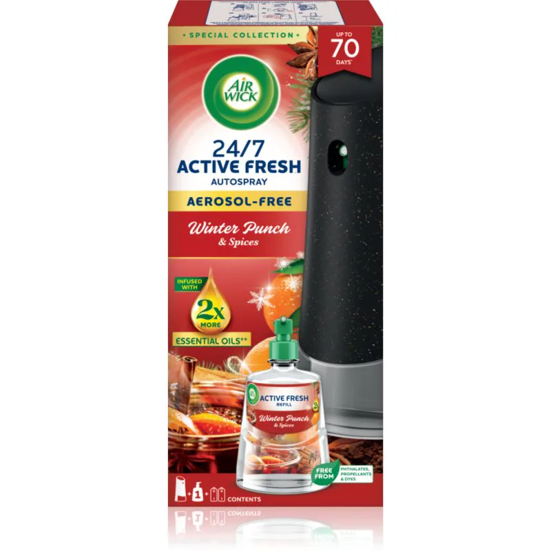 Air Wick Active Fresh Winter Punch & Spices αυτόματο αποσμητικό χώρου με ανταλλακτικό 228 ml