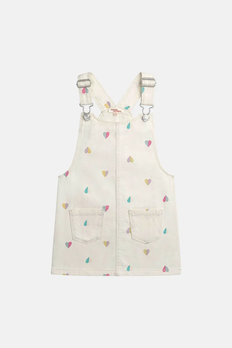 DPAM παιδικό denim φόρεμα-σαλοπέτα για κορίτσια "White Dungaree" - 370333 Λευκό
