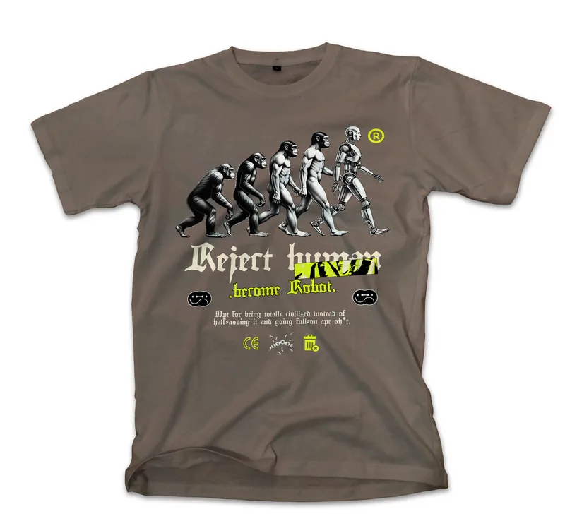 T-Shirt Reject Human Pop Culture Military Green