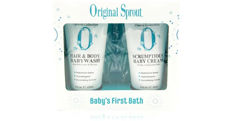 Original Sprout Baby's First Baby Bath Set Body and Hair Cleansing Gel for Sensitive Skin 118ml + Multipurpose Cream 118ml