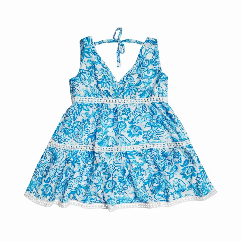 GIRL'S V-NECK DRESS CYCLADIC