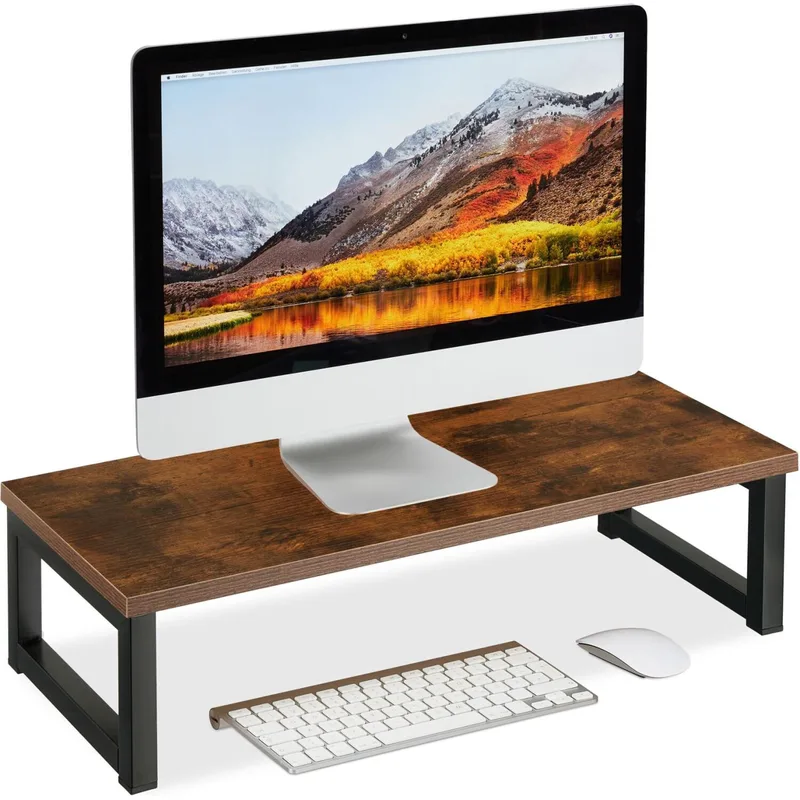Βάση Οθόνης Υπολογιστή Relaxdays Monitor Stand Industrial XL Επιτραπέζια 15 x 55 x 23 cm - Brown / Black (10047233_60)