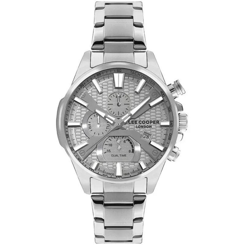 Ανδρικό ρολόι Lee Cooper Dual Time Silver Metallic Bracelet LC07801.330 LC07801.330