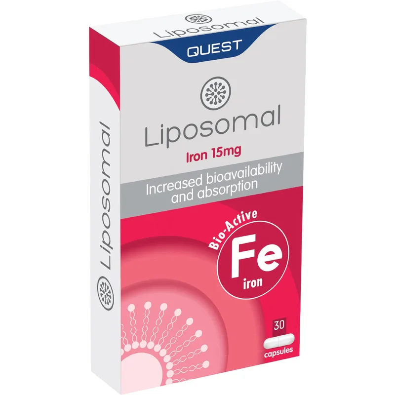 Quest Liposomal Iron 15mg Συμπλήρωμα Διατροφής Σιδήρου Λιποσωμικής Μορφής Αυξημένης Απορρόφησης & Βιοδιαθεσιμότητας για την Αντιμετώπισης της Αναιμίας Κατά της Κούρασης & Κόπωσης 30caps