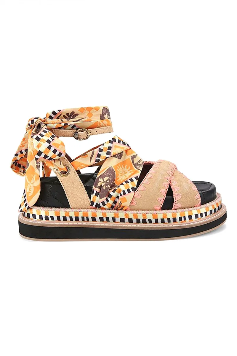 KURT GEIGER ΠΑΠΟΥΤΣΙΑ ΠΕΔΙΛΑ ΟRSON CROSS SCARF SDL ΣΟΥΕΤ LOGO ΜΠΕΖ/ΠΟΛΥΧΡΩΜΟ