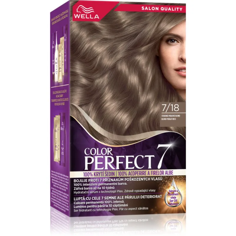 Wella Color Perfect βαφή μαλλιών απόχρωση 7/18 Cool Pearl Med Blonde 1 τμχ