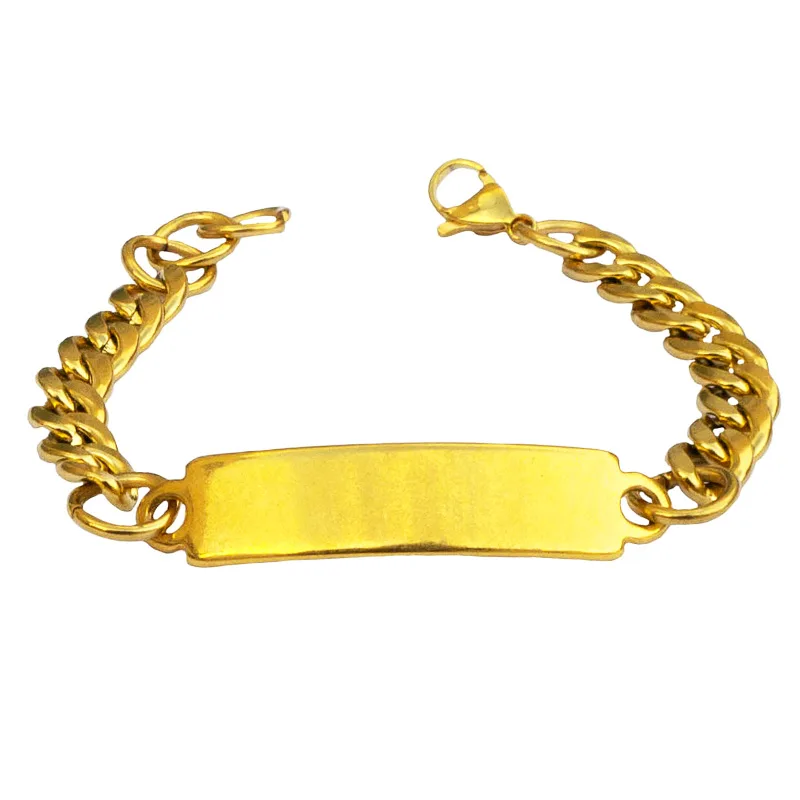 Jt Unisex αλυσίδα ταυτότητα χεριο΄ύ χοντρή ατσάλι & ΖΑΜΑΚ Χρυσό