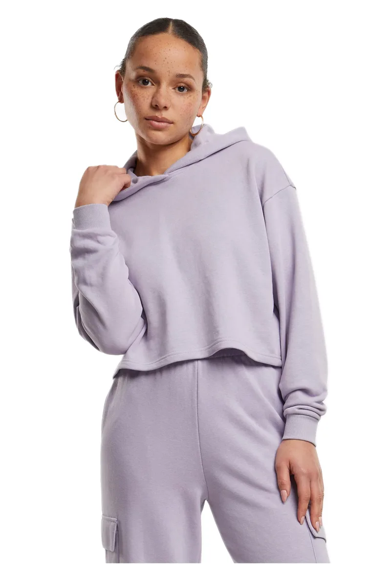 Ladies Oversized Cropped Light Terry Hoodie Urban Classics TB6854-14120 Dustylilac