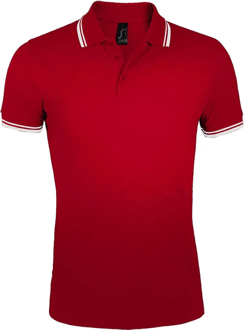 Ανδρικό πόλο πικέ Pasadena Men SOLS 00577 Red/White