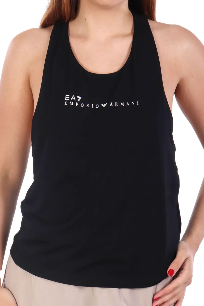 ARMANI 7 TOP ΑΝΟΙΧΤΟΥΣ ΩΜΟΥΣ LOGO ΜΑΥΡΟ