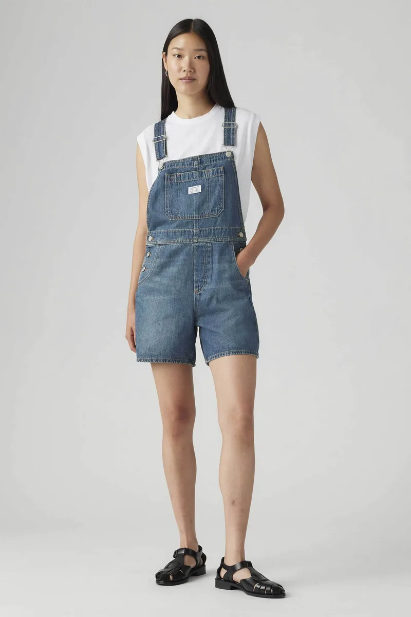 Levi's® γυναικεία denim ολόσωμη φόρμα με σορτς Relaxed Fit "Utility Shortall" - 001UY0011 Denim Blue