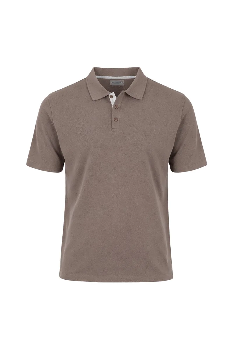 Seinse ανδρική μπλούζα πόλο μονόχρωμη Regular Fit - PE3280SS 126 Καφέ Ανοιχτό