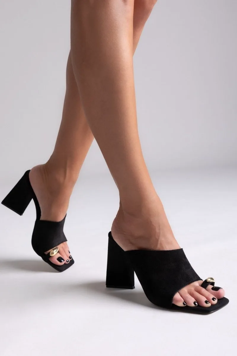 TFP Suede Toe Post Mules - 844 - Black