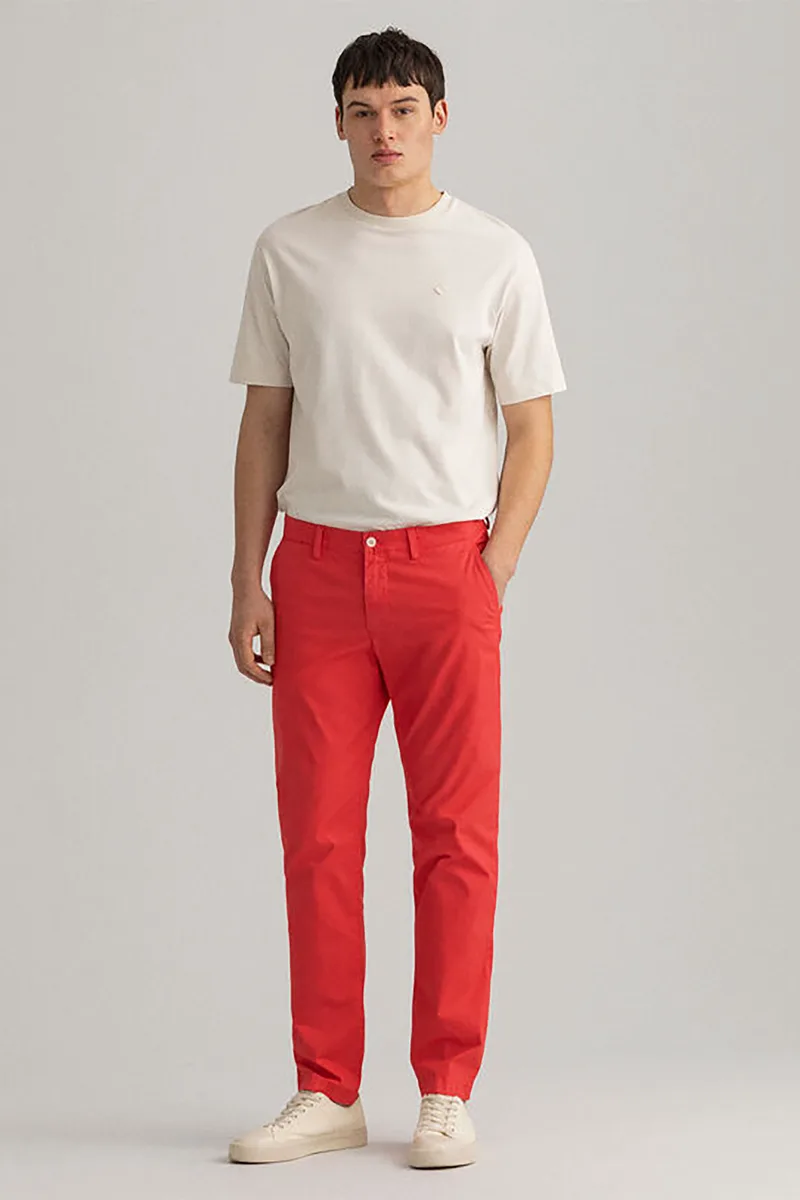 Gant ανδρικό chino παντελόνι Slim Fit "Hallden" (34L) - 1500368 Κοραλί