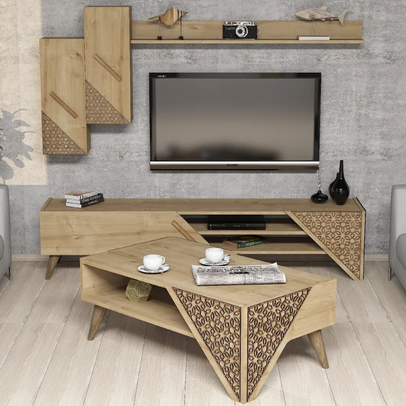 Σετ Επίπλων Σαλονιού Beril - Oak 845Hct5204 (180x40x37 cm)