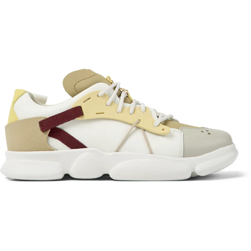 CAMPER Twins - Sneakers Για Γυναικεία - Λευκό,Γκρι,Μπεζ, Μέγεθος 38, Smooth leather/Cotton fabric