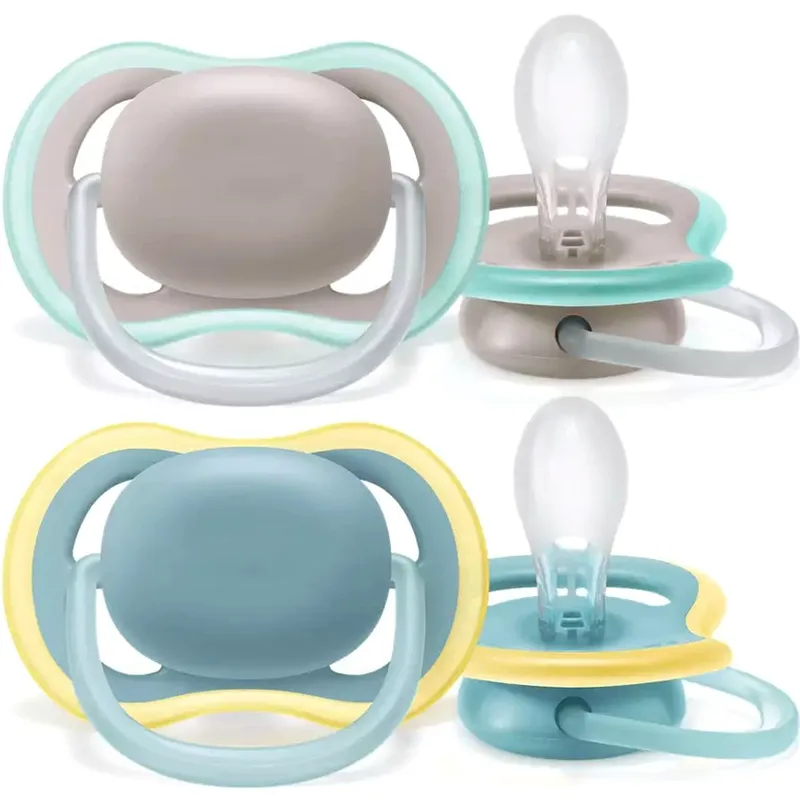 Philips Avent Ultra Air Silicone Soother 18m+ Γκρι - Γαλάζιο Ορθοδοντική Πιπίλα Σιλικόνης με Μεγάλες Οπές για να Αναπνέει το Δέρμα του Μωρού 2 Τεμάχια, Κωδ SCF349/01
