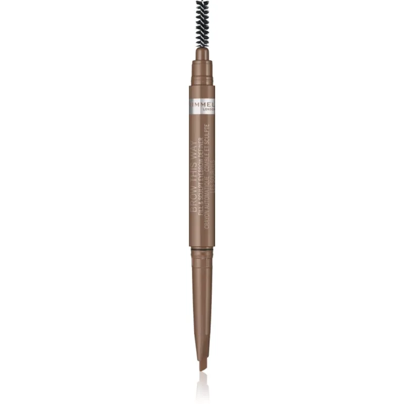 Rimmel Brow This Way μολύβι για τα φρύδια με βούρτσα 2 σε1 απόχρωση 001 Blonde 0,25 γρ
