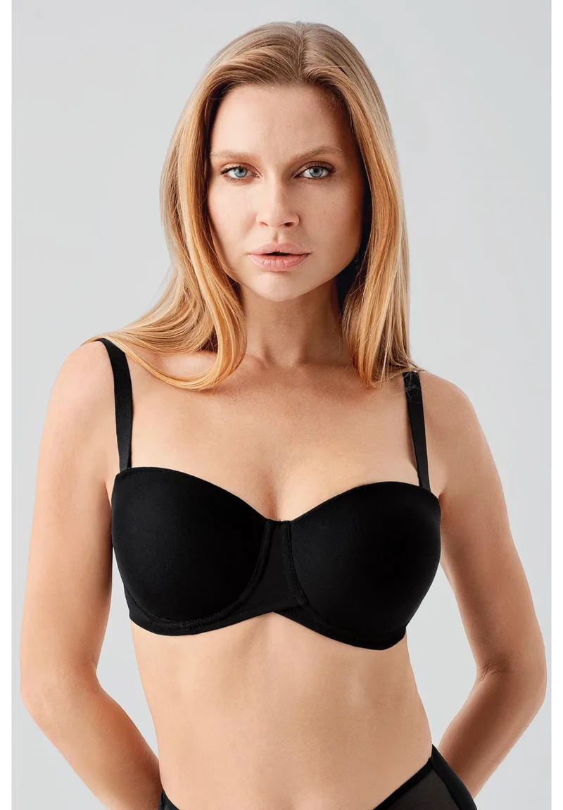 Γυναικείο Strapless Σουτιέν NEW BRA Basic D Cup Χωρίς Ενίσχυση Μαύρο NB7057-2-Μαύρο