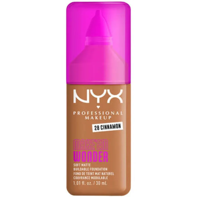 Nyx Professional Makeup Make'em Wonder Soft Matte Buildable Foundation Ενυδατικό & Απαλό Μάτ Μέικαπ για πιο Λεία, Ομοιόμορφη & Λαμπερή Επιδερμίδα 30ml - 28 Cinnamon