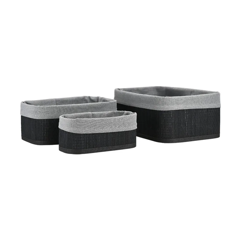 Estia καλαθι οργανωσησ bamboo essentials me επενδυση σετ 3τεμ. μαυρο