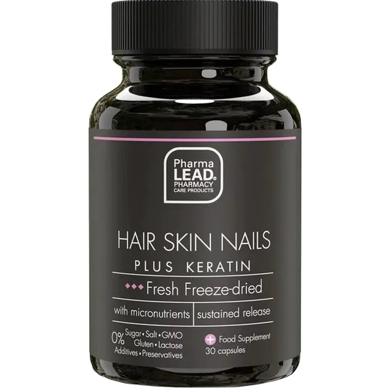 Pharmalead Black Range Hair Skin Nails Plus Keratin Συμπλήρωμα Διατροφής με Κερατίνη, Βιταμίνες, Μέταλλα, Αμινοξέα & Εκχύλισμα Βοτάνων για την Καλή Υγεία των Νυχιών, Μαλλιών & Δέρματος 30caps