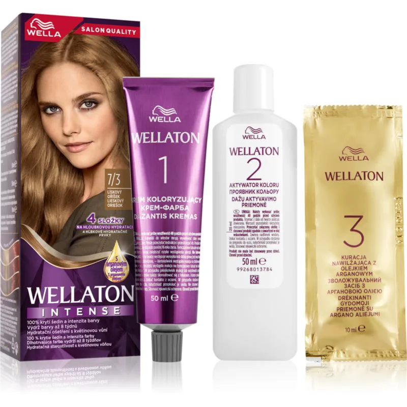 Wella Wellaton Intense μόνιμη βαφή μαλλιών με έλαιο αργκάν απόχρωση 7/3 Hazelnut 1 τμχ