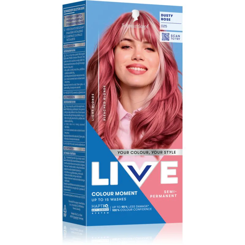 Schwarzkopf LIVE Ultra Brights or Pastel προσωρινή βαφή μαλλιών απόχρωση 025 Dusty Rose 1 τμχ