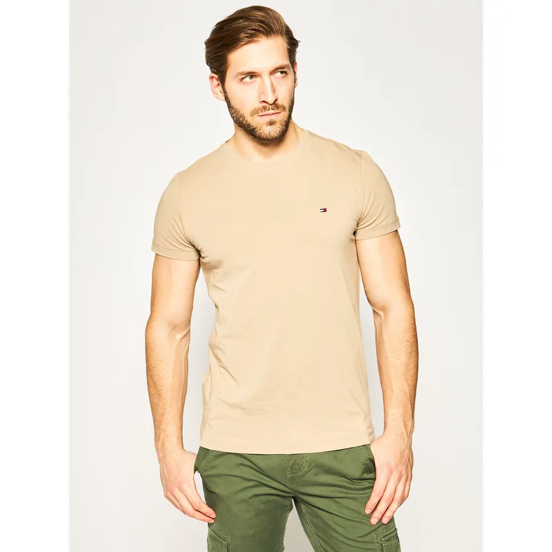 Tommy Hilfiger T-Shirt Strech MW0MW10800 Καφέ Slim Fit