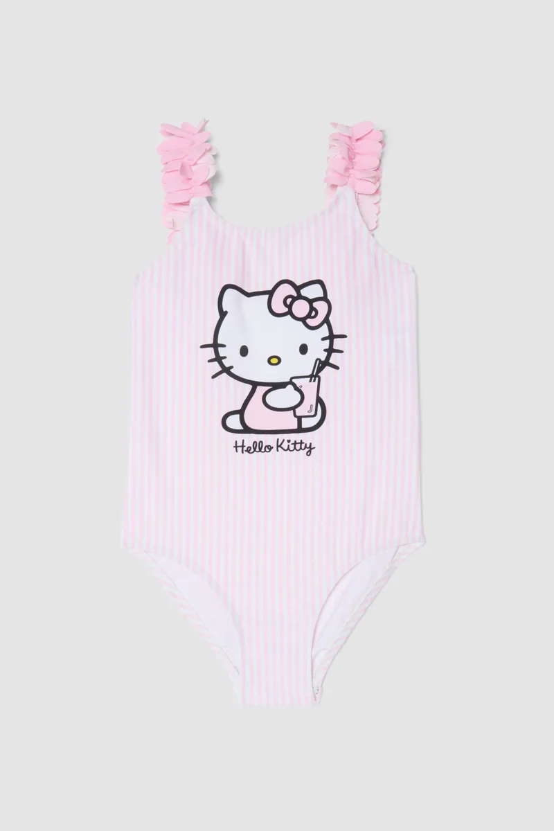 OVS βρεφικό μαγιό ολόσωμο με Hello Kitty print και ριγέ σχέδιο - 002569226 Ροζ