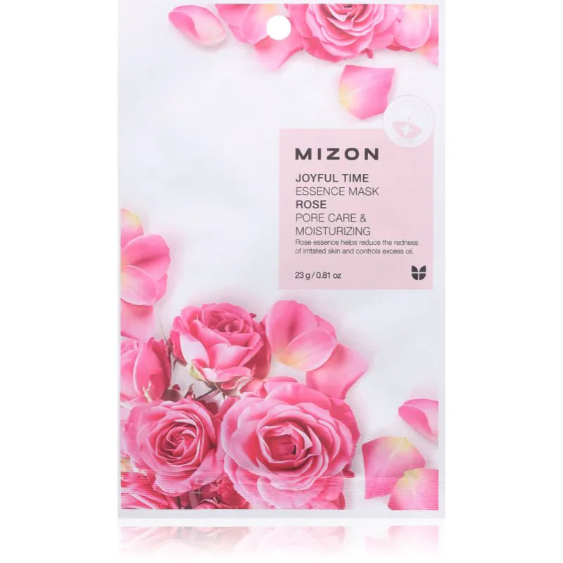Mizon Joyful Time Rose υφασμάτινη μάσκα ενυδάτωσης για σύσφιξη πόρων 23 γρ