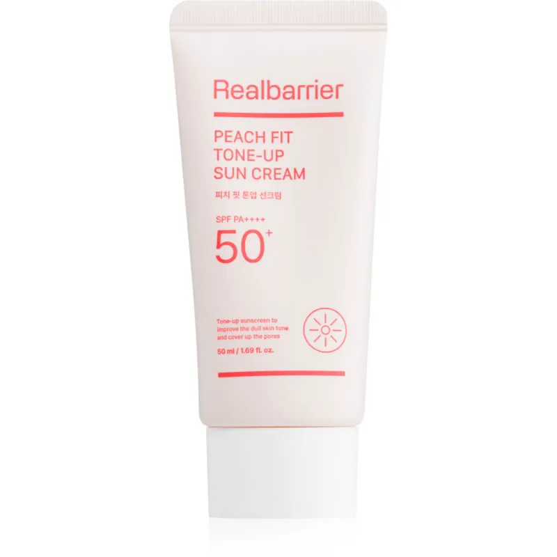 Real Barrier Peach Fit Tone-Up Sun Cream προστατευτική χρωματισμένη κρέμα προσώπου SPF 50+ 50 ml