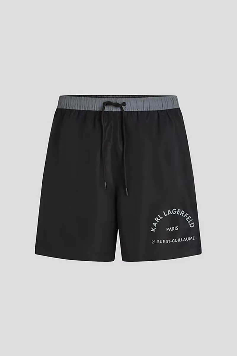 Karl Lagerfeld ανδρικό μαγιό σορτς με logo print - B1M46008 Μαύρο