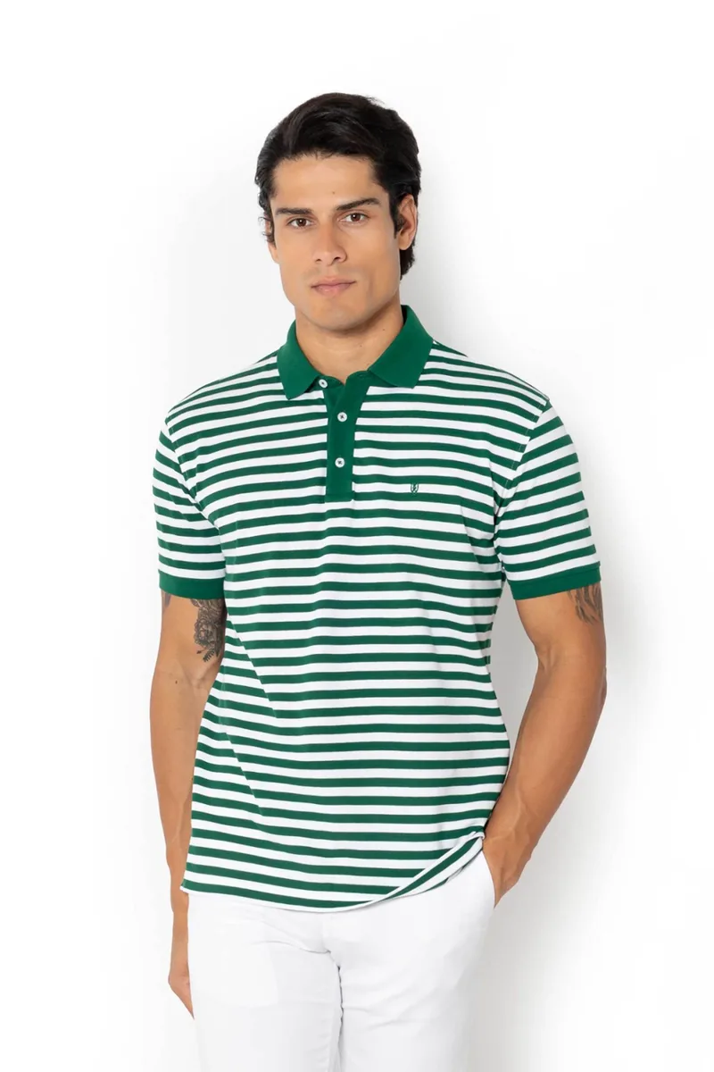 The Bostonians ανδρική μπλούζα πόλο πικέ με ριγέ σχέδιο Regular Fit "Acorn" - PS4462 Πράσινο