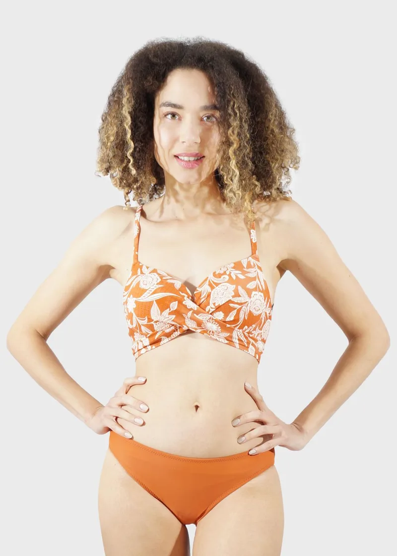 Γυναικείο set μαγιο all print ενσωματωμένη ενίσχυση bikini κανονική γραμμή. Β CUP COPPER