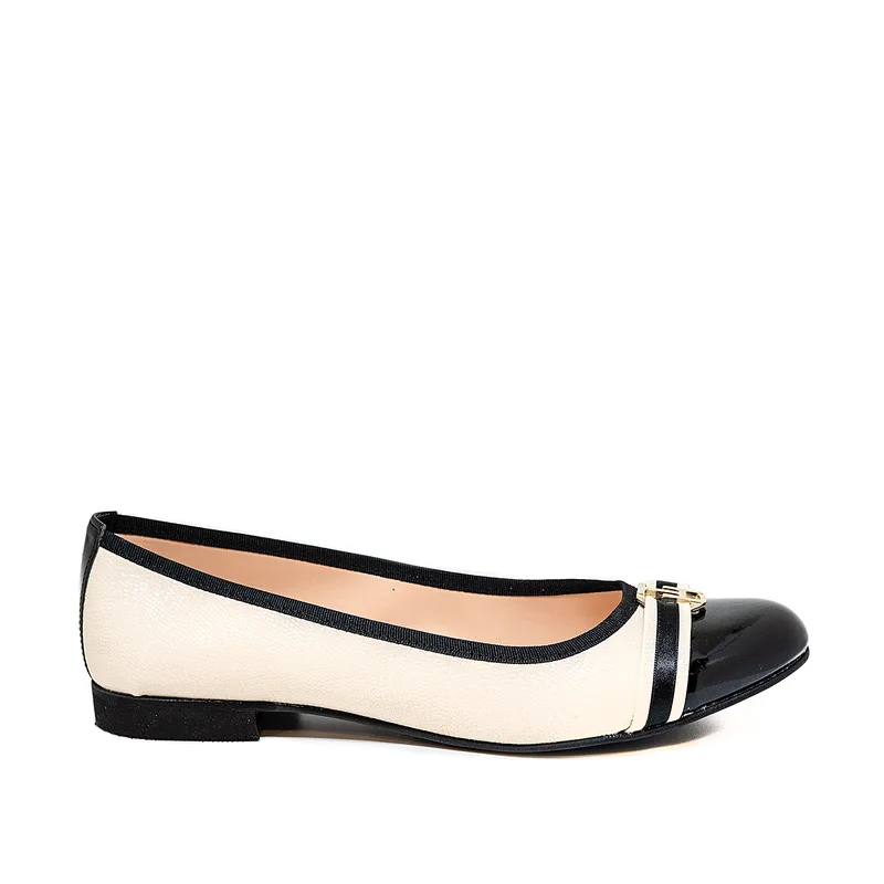 Bigshoes (Blondie) KS1361-01 Μπαλαρίνα Μπεζ Μαύρο
