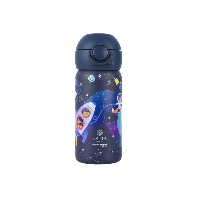 Θερμός Παιδικό Ανοξείδωτο Με Καλαμάκι Solar Jump 350ml-7x7x18εκ. Save The Aegean Estia 01-33057 (Υλικό: Ανοξείδωτο) - estia - 01-33057