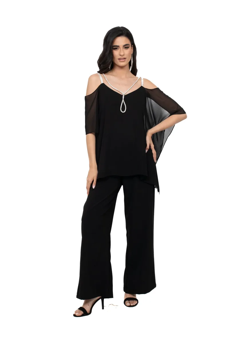 ΜΠΛΟΥΖΑ PLUS SIZE ΜΟΥΣΕΛΙΝΑ ΜΑΥΡΗ ΜΑΥΡΟ
