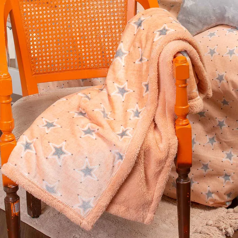 Κουβέρτα Fleece Αγκαλιάς Με Γουνάκι (80x105) Melinen Mini Stars Girl