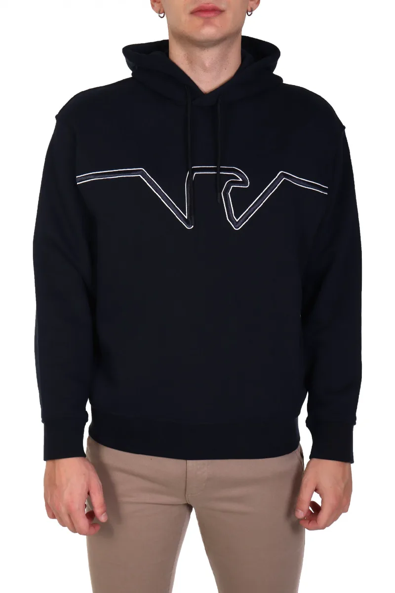 EMPORIO ARMANI ΦΟΥΤΕΡ HOODIE BIG EAGLE LOGO ΜΠΛΕ