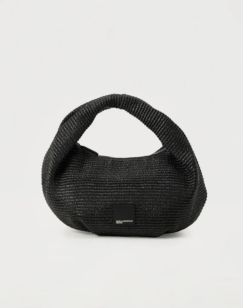 KARL LAGERFELD JEANS KLJ BOX LOGO RAFFIA HOBO B2W30116-999 Black