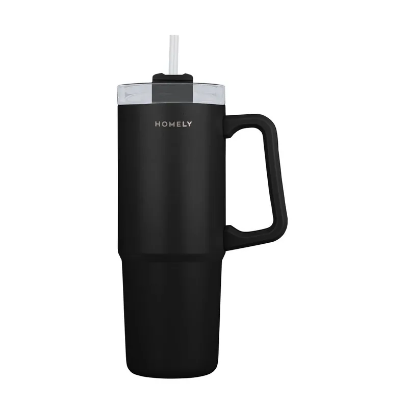 ΘΕΡΜΟΣ STRAW TUMBLER HOMELY 900ml MIDNIGHT BLACK